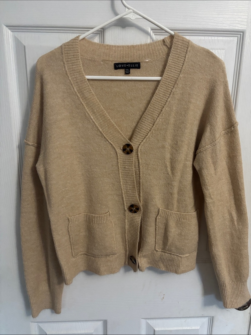 Love + Ellie Tan V‑Neck Button Cardigan